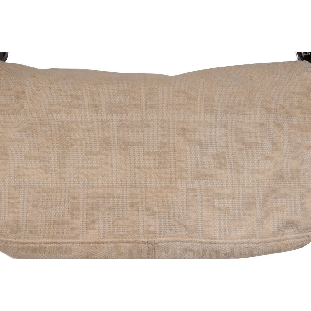 Fendi FF Logo Vintage Zucca Baguette Flap Shoulder Bag Tan Brown Leather Strap - Picture 12 of 16